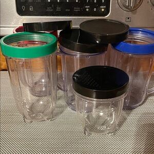 Ninja Food Storage Containers with Black, Green, and Blue Lids